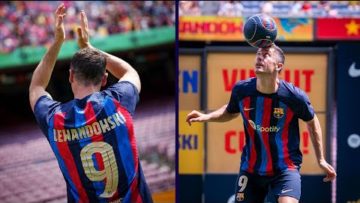 🔥 ROBERT LEWANDOWSKIS FIRST TOUCHES WEARING THE NUMBER 9 JERSEY AT SPOTIFY CAMP NOU  9️⃣ 🔥