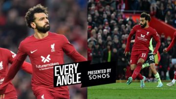 Every angle of Salahs strike from Alissons pinpoint pass | Liverpool vs Man City