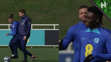 Southgate JOINS IN training as Saka, Kane and England stars warm up for Italy clash ©️UEFA 2023